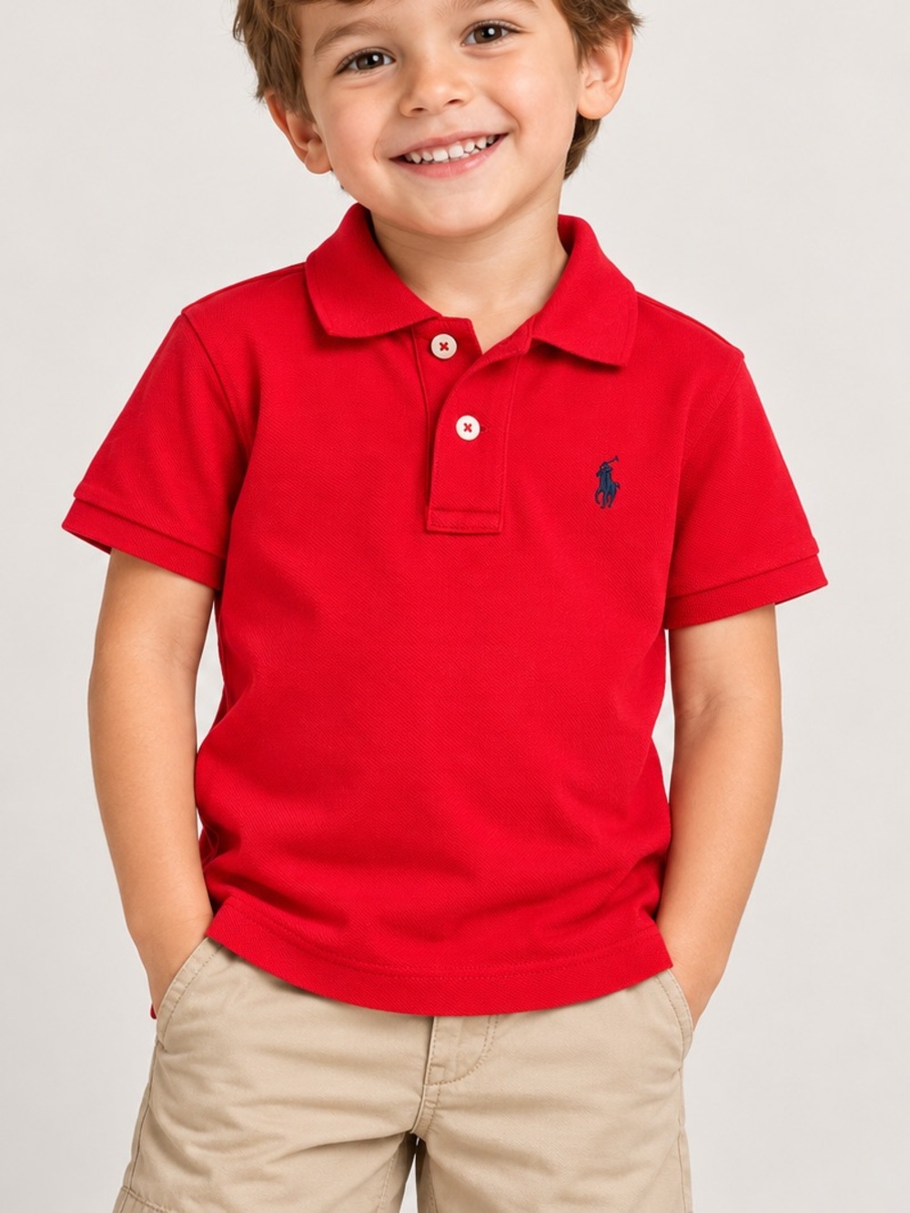 Polo Ralph Lauren Boys 4T Classic Red Short Sleeve Polo Shirt Navy Pony